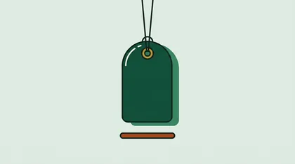 Blank tag label hanging from a thin cord