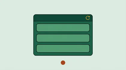 App window with three blank rows and a circular arrow