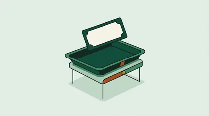 Empty tray on a stand with a blank voucher above it