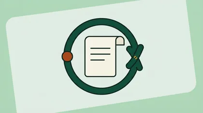 Circular arrow looping around a blank receipt sheet