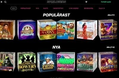 Popular and new games at Spinlovers casino online