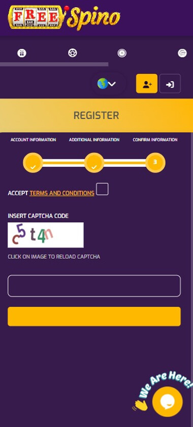 FreeSpino Casino Registration Process Image 3