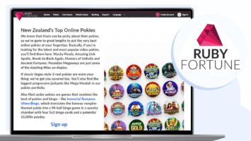 Ruby Fortune casino slot games slection
