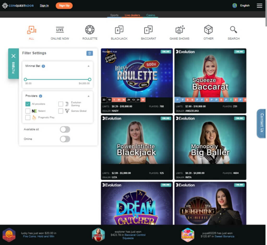 conquestador-casino-live-dealer-games-collection-review