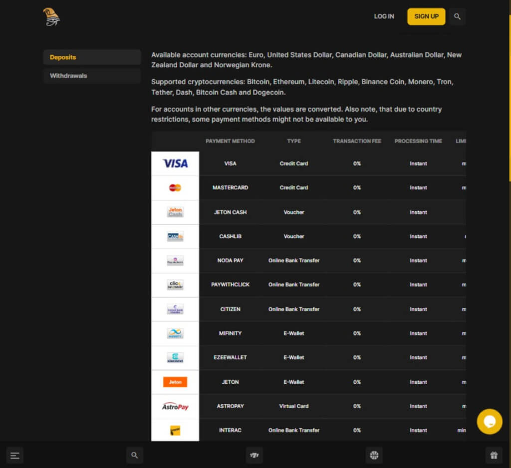 horus-casino-deposit-methods-review